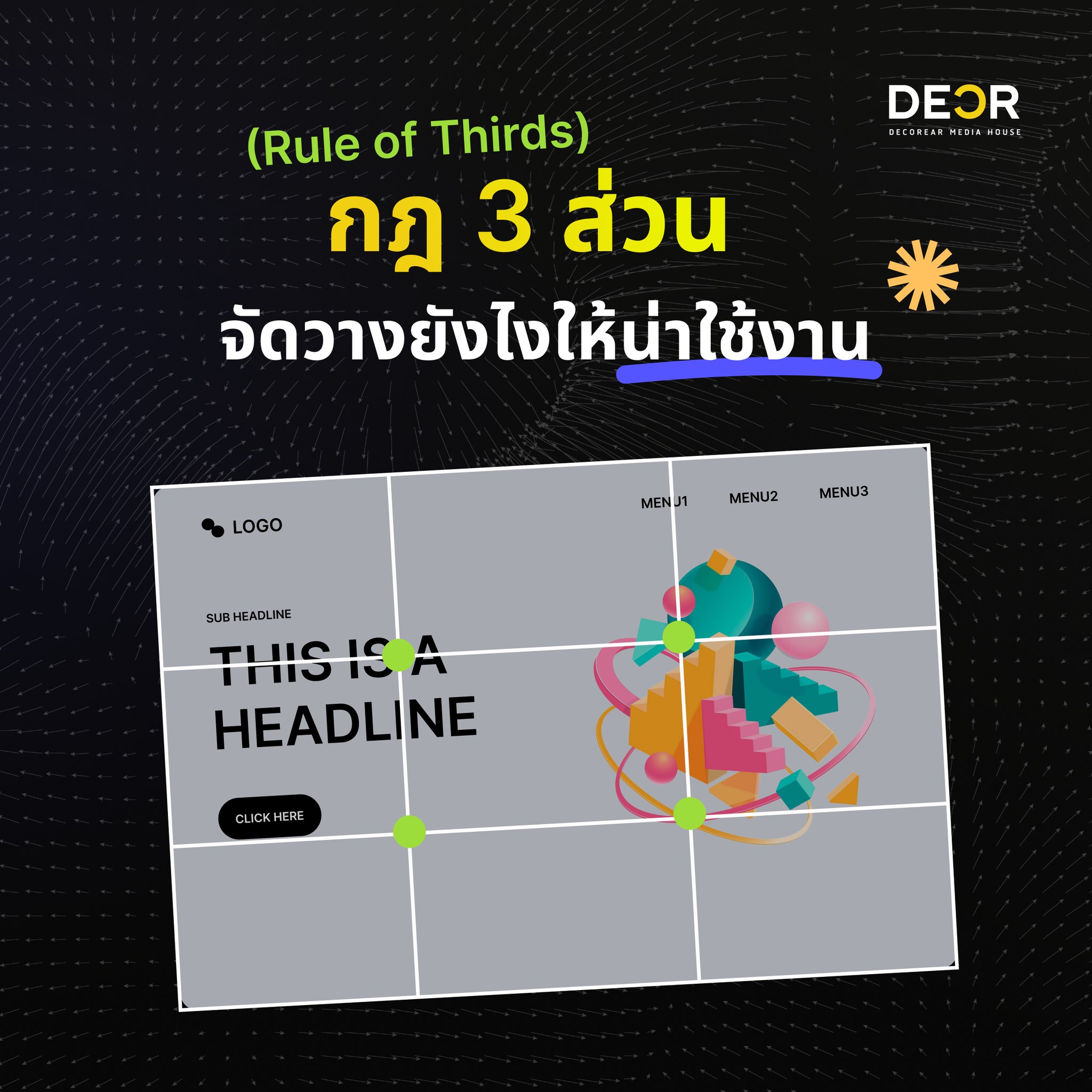 กฎสามส่วน เทคนิคจัดวาง UI ให้น่าใช้งาน ดูสมดุล และสบายตา