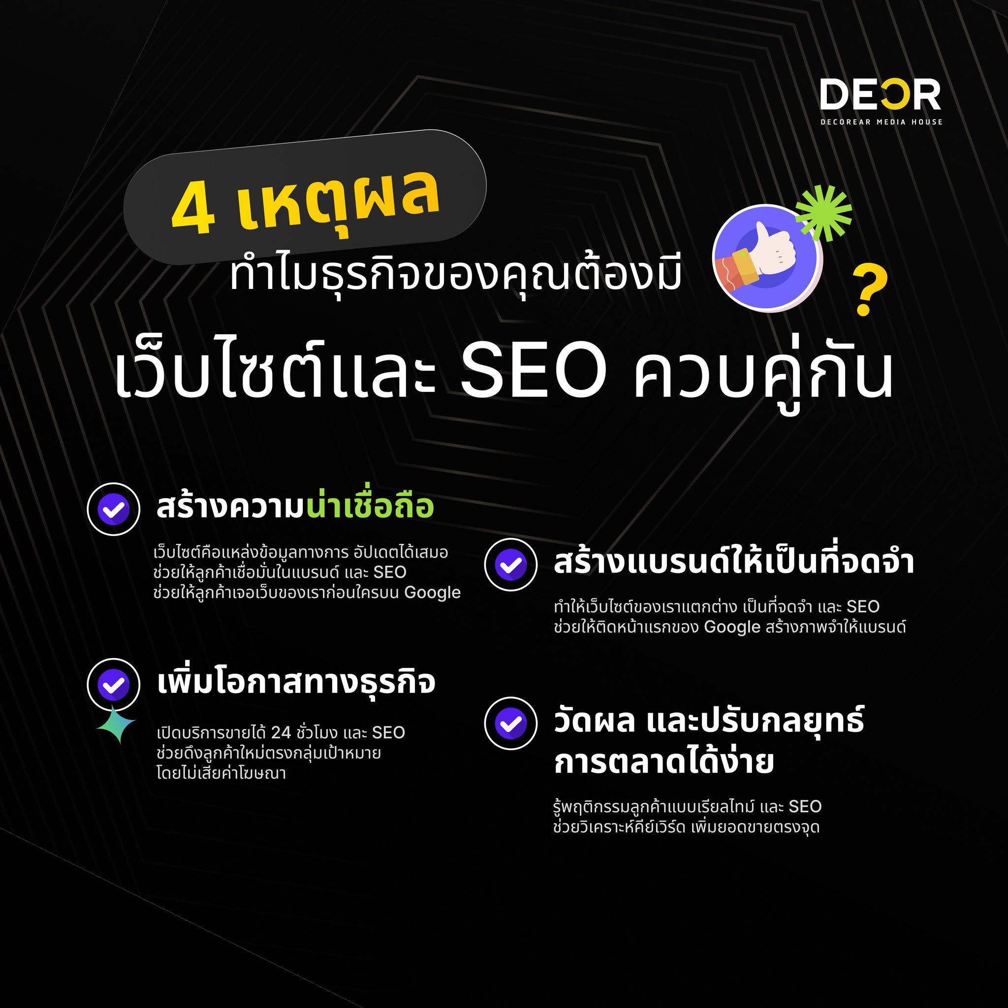 4 เหตุผล ทำไมธุรกิจของคุณต้องมีเว็บไซต์ และทำ SEO ควบคู่กัน