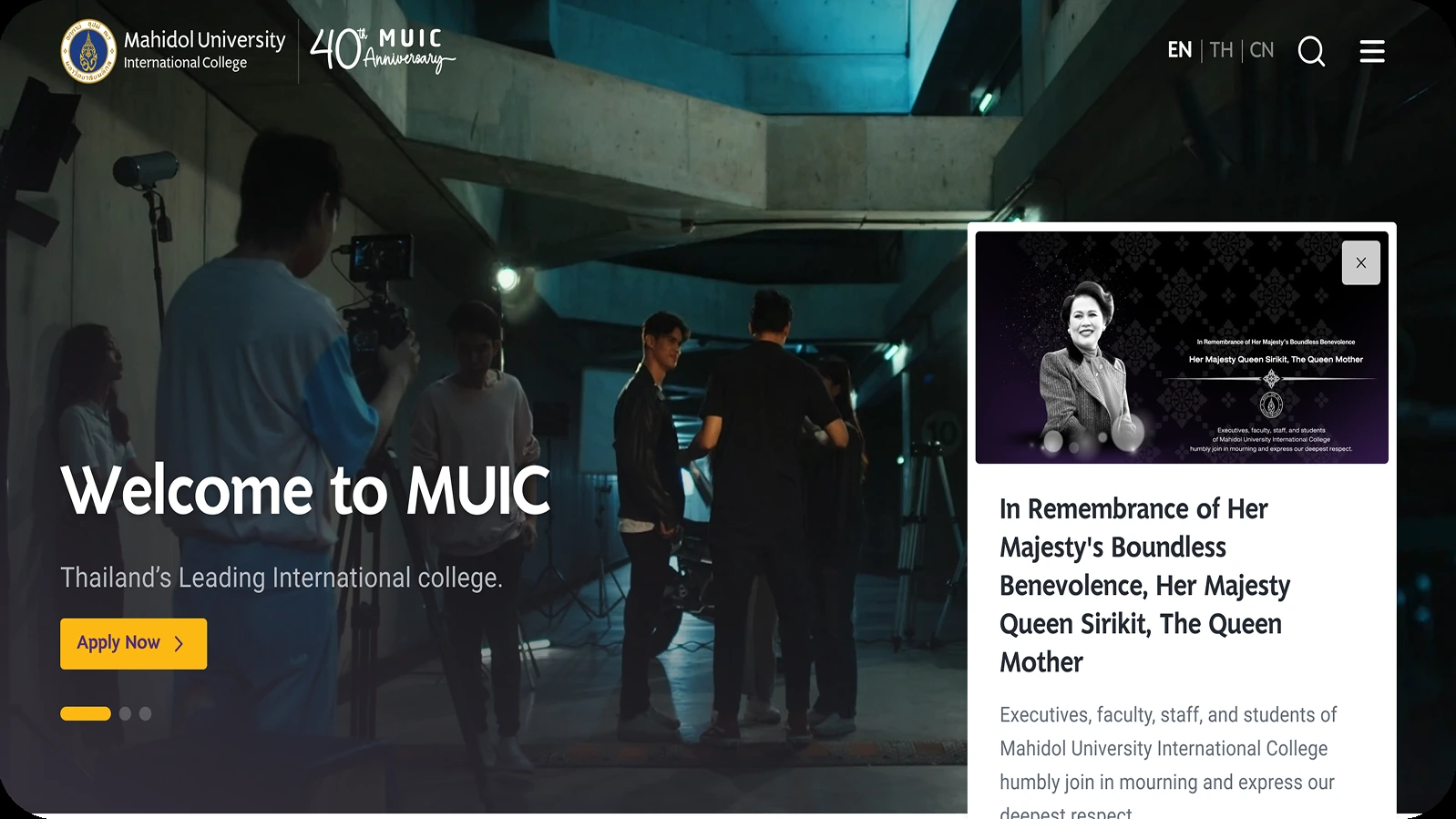 Mahidol University headless CMS website screenshot 1